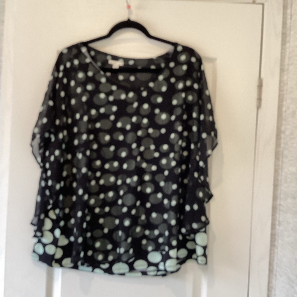 Cato Black and mint Polka Dot Blouse size 18/20W EUC
